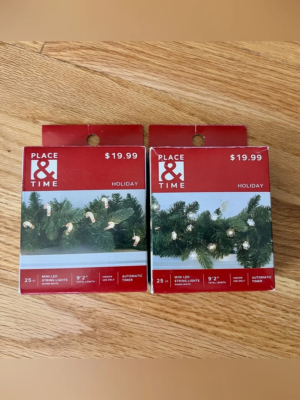 2 Sets Place & Time Holiday Mini LED Lights – Candy Cane & Snowflake